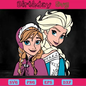 Anna And Elsa Frozen Png, Graphic Design Invert