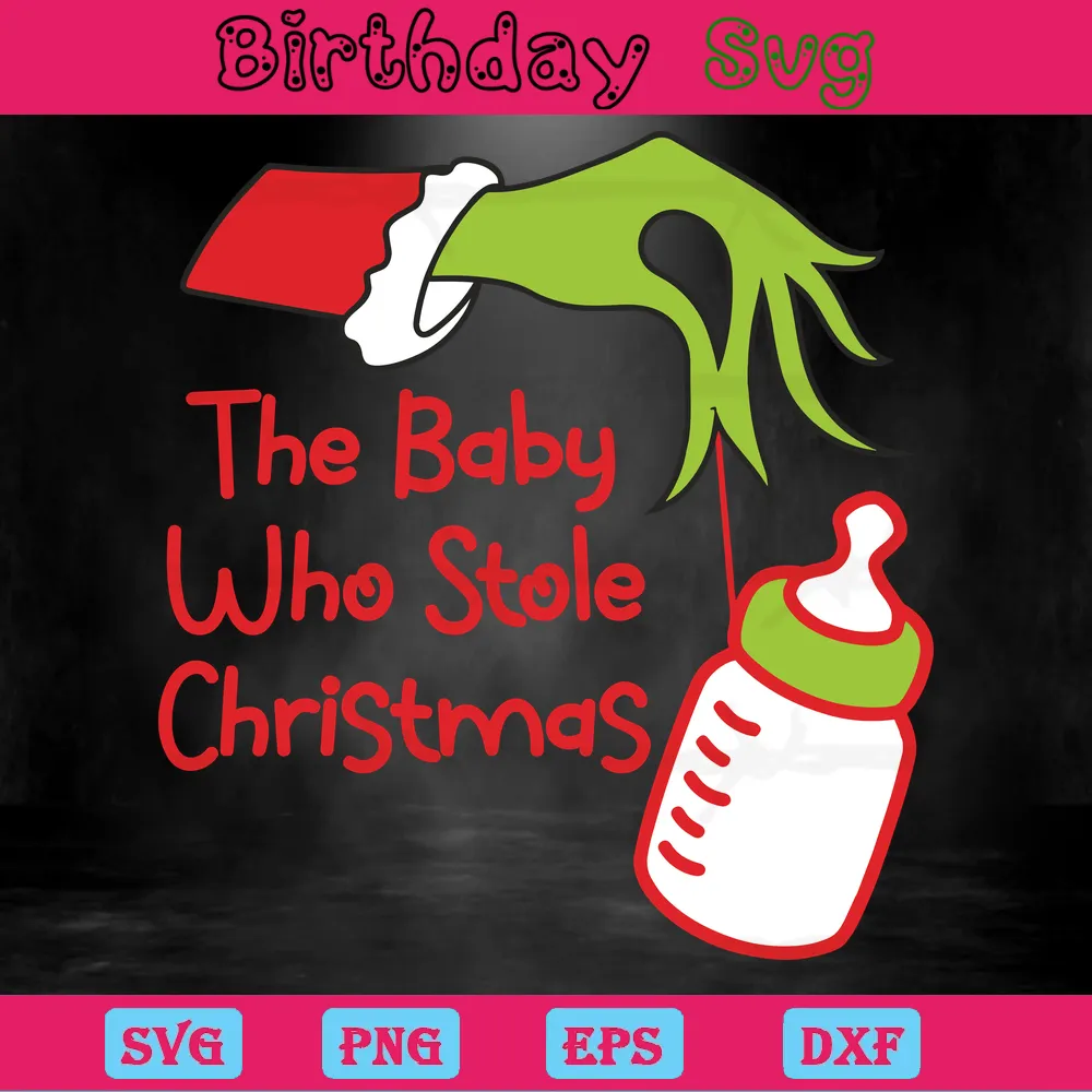 Baby Who Stole Christmas Milk Bottle Svg Invert