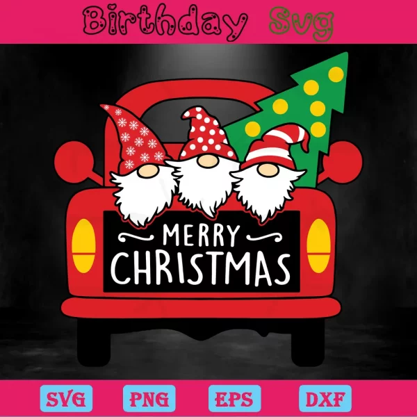Christmas Gnomes Clipart, Svg Png Dxf Eps Cricut Files Invert