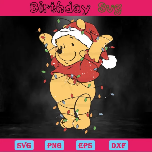 Christmas Light Winnie The Pooh, Svg Png Dxf Eps Invert