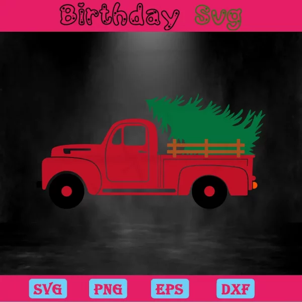 Christmas Truck, Svg Png Dxf Eps Designs Download Invert