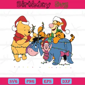 Christmas Winnie The Pooh And Friends, Svg Png Dxf Eps Designs Download