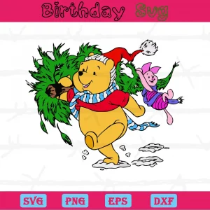 Christmas Winnie The Pooh Clipart, Svg Png Dxf Eps Cricut