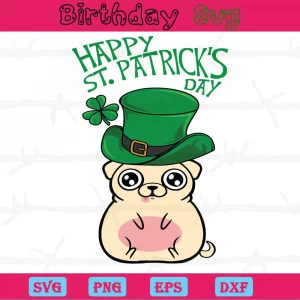 Cute St Patricks Day Dog Clipart, Svg Png Dxf Eps Digital Files