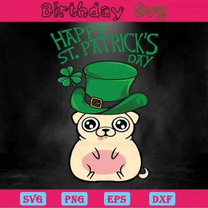 Cute St Patricks Day Dog Clipart, Svg Png Dxf Eps Digital Files Invert