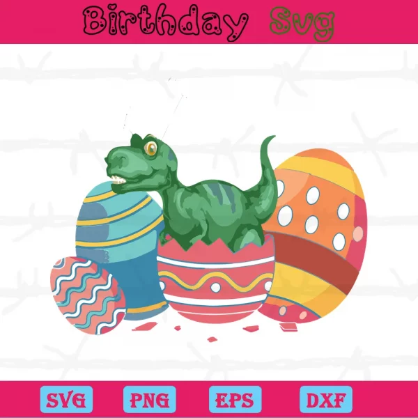 Dinosaur Happy Easter Egg Clipart, Svg Png Dxf Eps Digital Download Invert