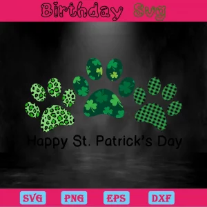 Dog Paw St Patrick'S Day Clipart, Premium Svg Files Invert