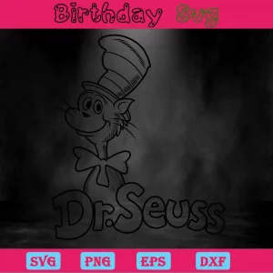 Dr Seuss Clipart Black And White, High-Quality Svg Files Invert
