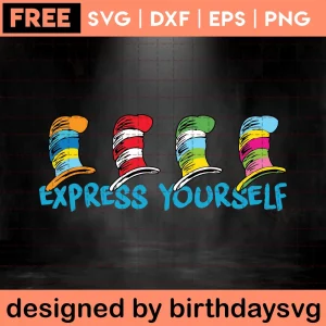 Express Your Self Dr Seuss Hat Free Svg Invert
