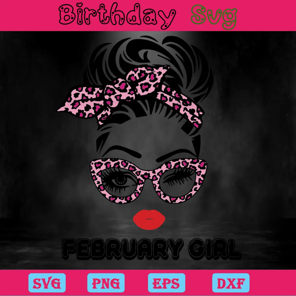 February Girl Clipart Birthday Images, Svg File Formats Invert