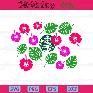 Flower Starbucks Cup, Svg Png Dxf Eps Designs Download