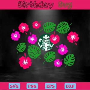 Flower Starbucks Cup, Svg Png Dxf Eps Designs Download Invert