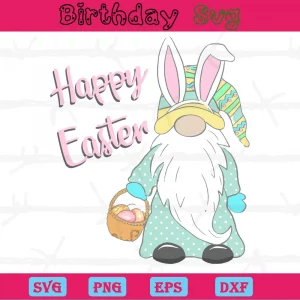 Gnome Happy Easter Images Clipart, Svg Files Invert