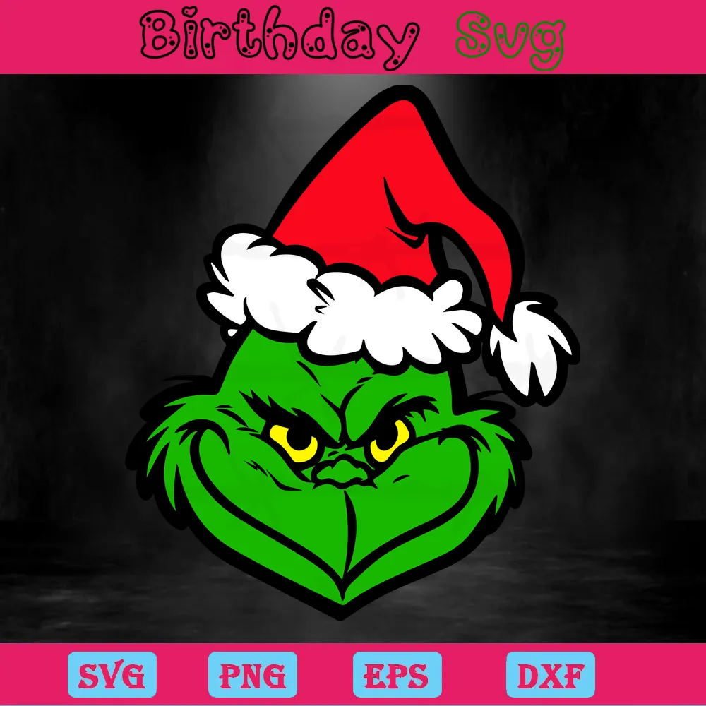 Grinch Face Clipart, Svg Png Dxf Eps Digital Download Invert