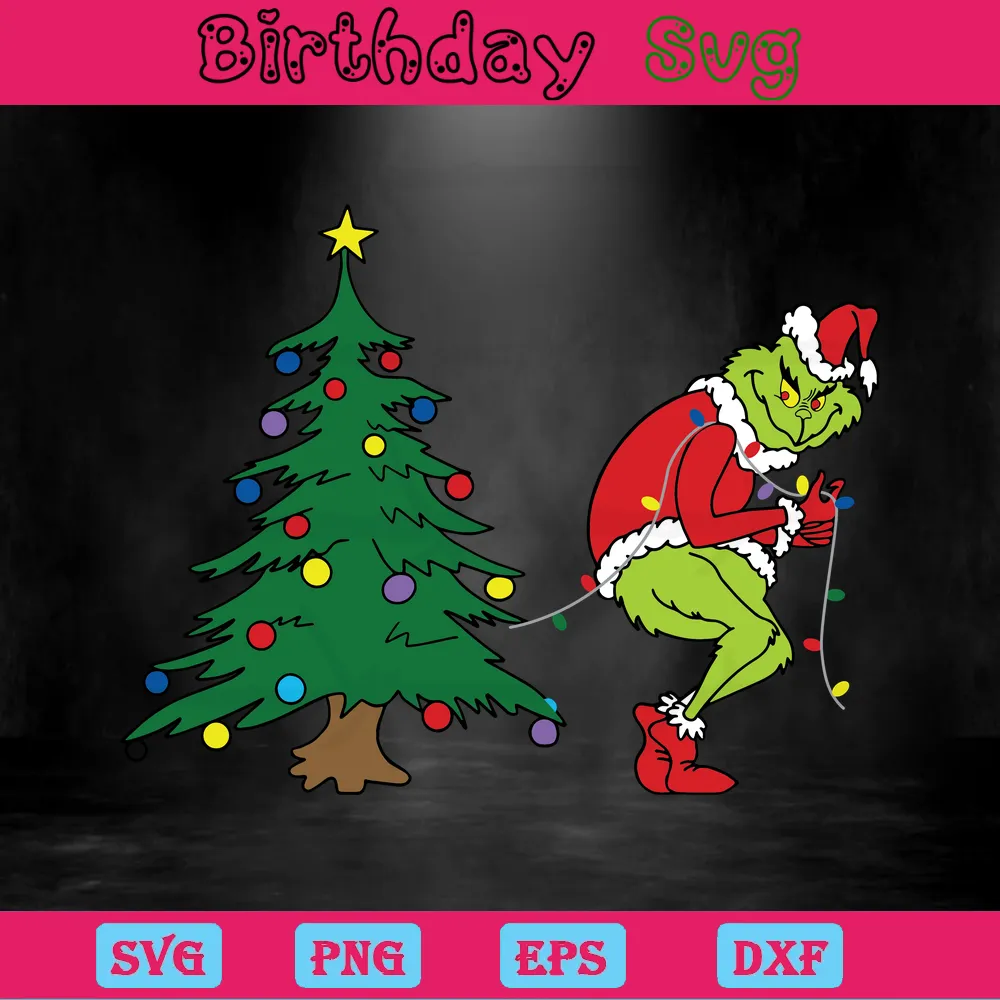 Grinch Stealing Christmas Tree Clipart, Scalable Vector Graphics Invert