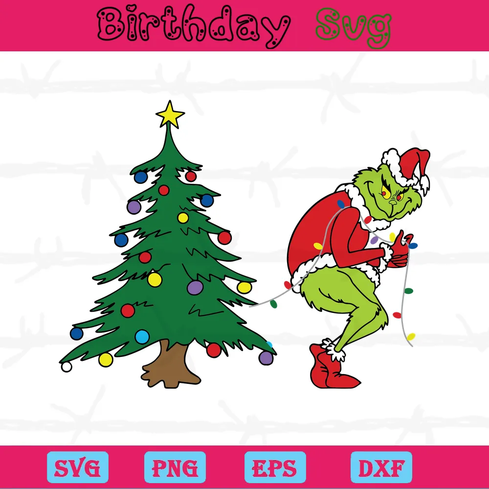 Grinch Stealing Christmas Tree Clipart, Scalable Vector Graphics