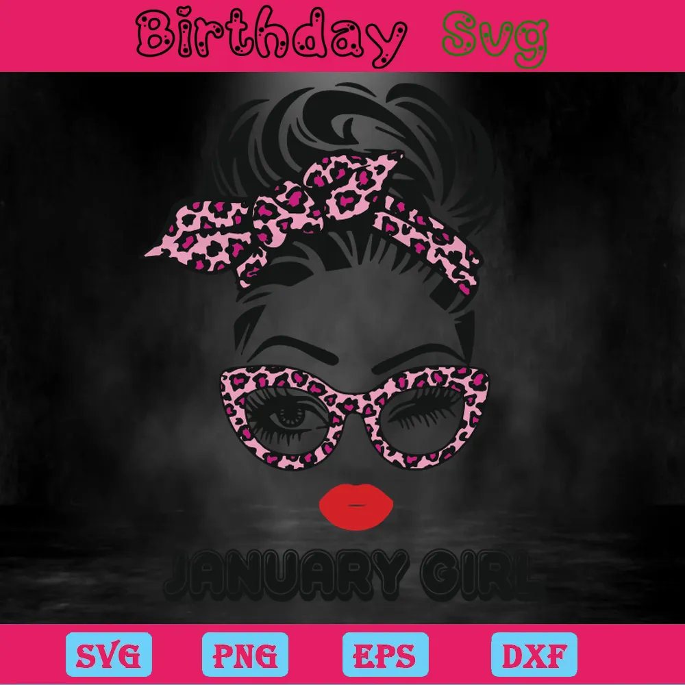 January Girl Clipart Happy Birthday, Svg Png Dxf Eps Designs Download Invert