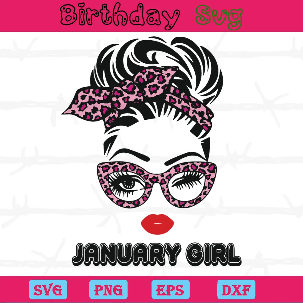 January Girl Clipart Happy Birthday, Svg Png Dxf Eps Designs Download
