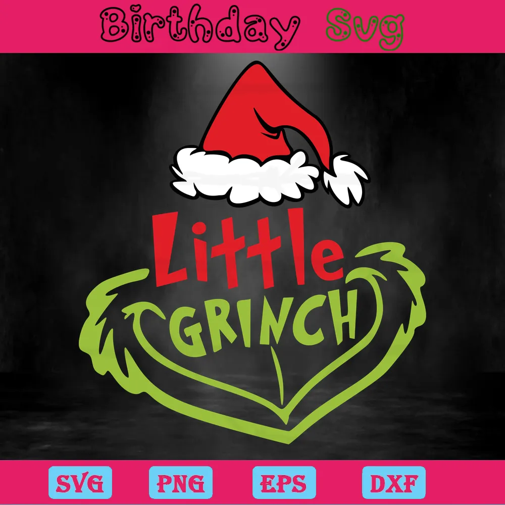 Little Grinch, Svg Png Dxf Eps Cricut Files Invert