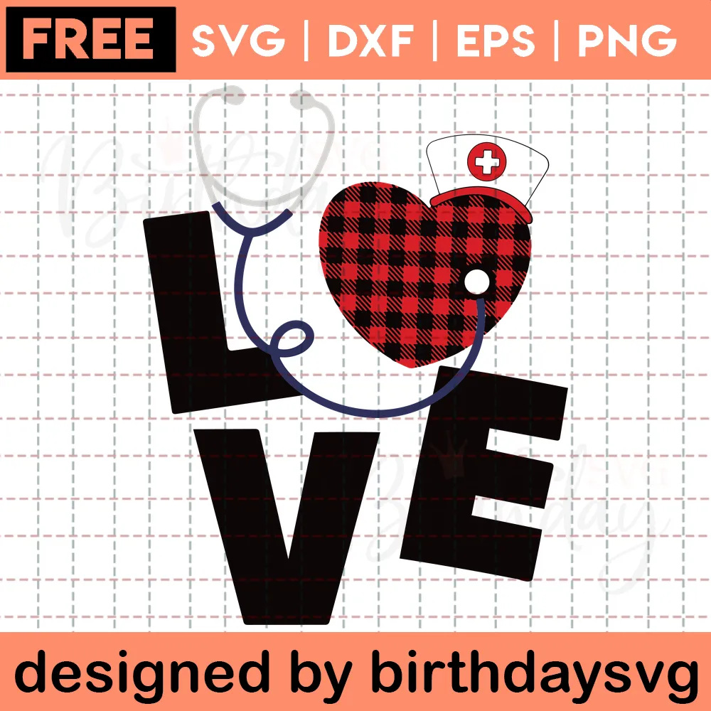 Love Nurse Valentines Clipart Free, Svg Cut Files