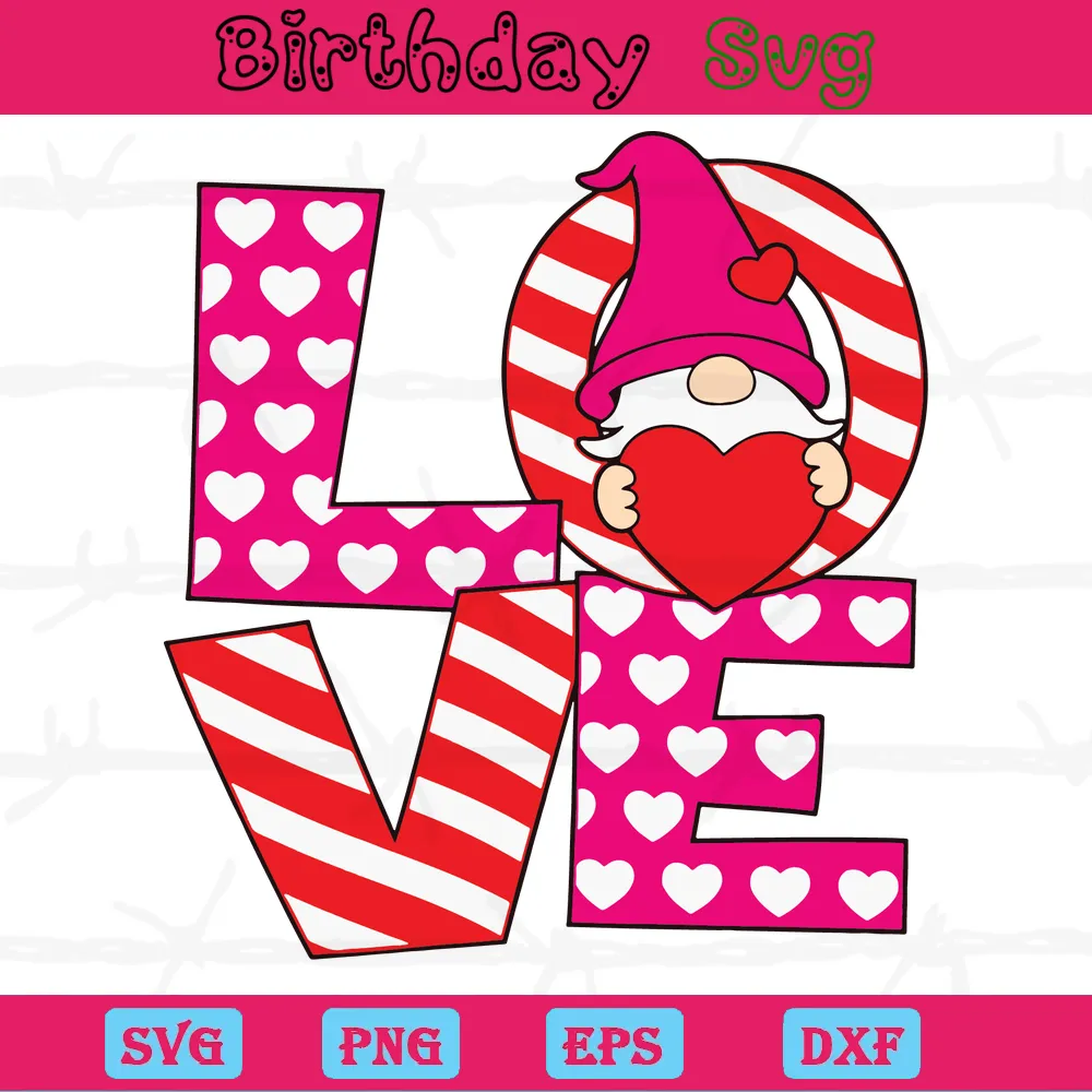 Love Valentine Gnome Clipart, Scalable Vector Graphics