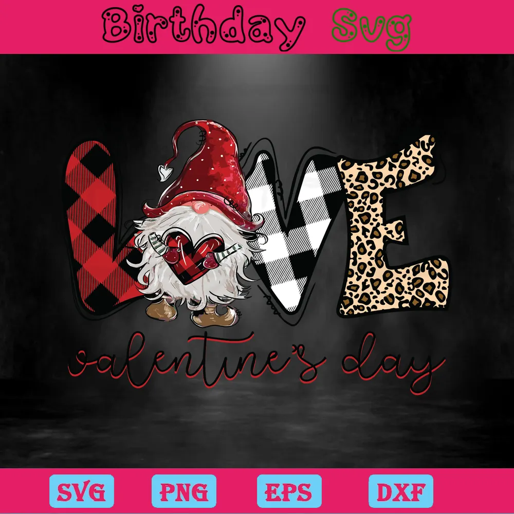 Love Valentine'S Day Gnome Clipart, High-Quality Svg Files Invert