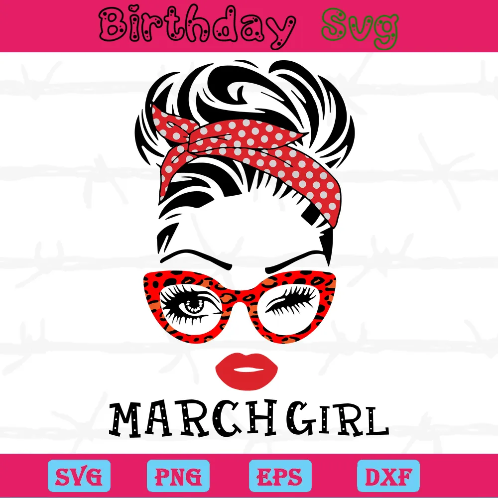 March Girl Birthday Clipart, Svg Files For Crafting And Diy Projects