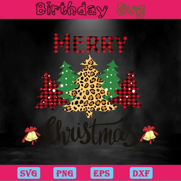 Merry Christmas Tree, Svg Png Dxf Eps Digital Files Invert