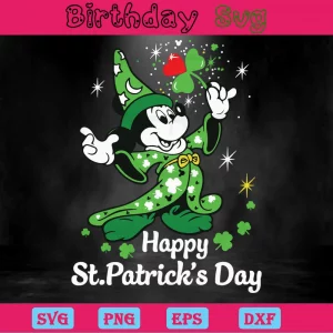 Mickey Mouse St Patrick'S Day Clipart, Vector Svg Invert