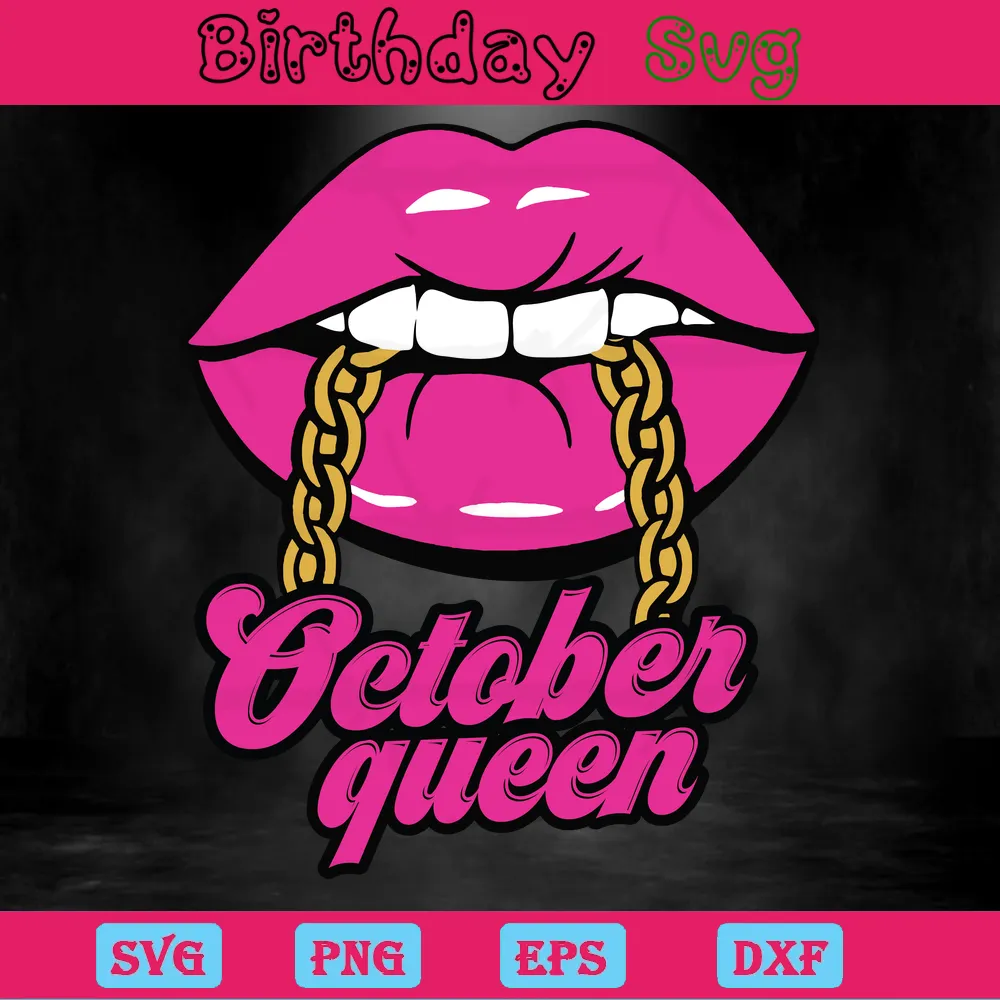October Queen Happy Birthday Clipart, Svg Png Dxf Eps Invert