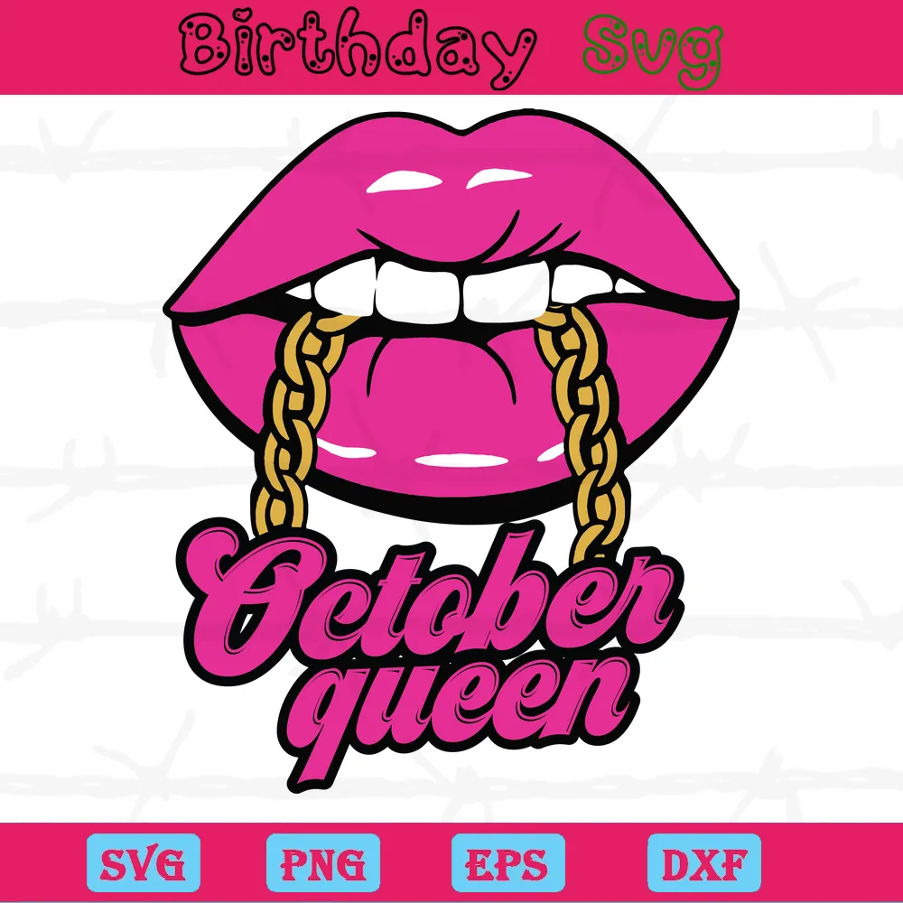 October Queen Happy Birthday Clipart, Svg Png Dxf Eps