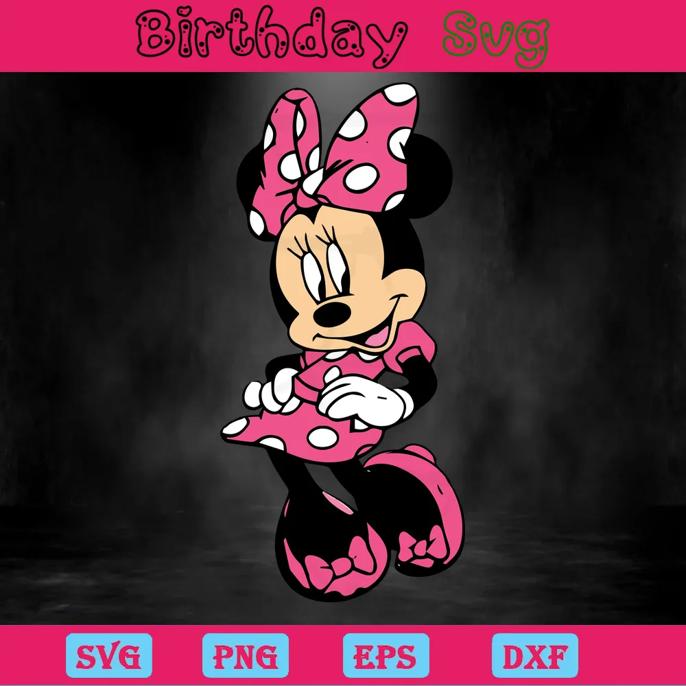 Pink Minnie Mouse, Svg Png Dxf Eps Digital Download Invert