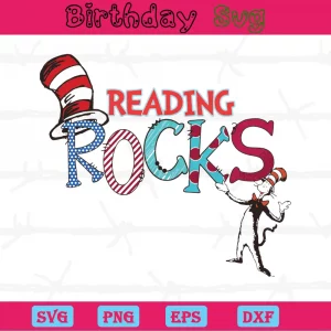 Reading Rocks Clipart Dr Seuss Characters, Layered Svg Files