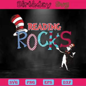 Reading Rocks Clipart Dr Seuss Characters, Layered Svg Files Invert
