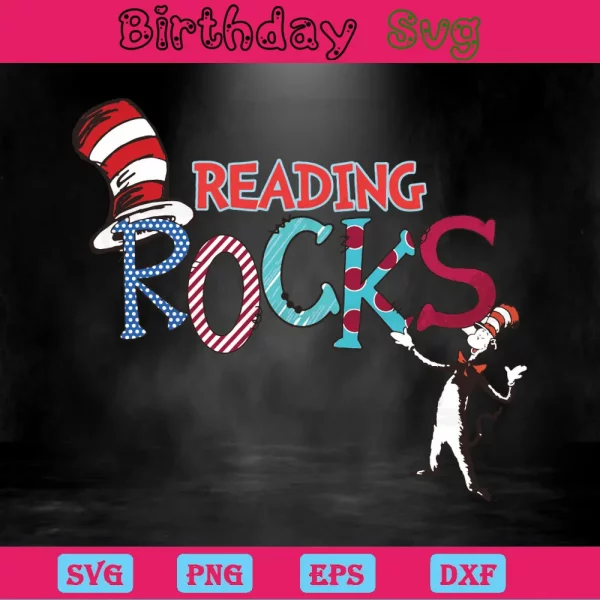 Reading Rocks Clipart Dr Seuss Characters, Layered Svg Files Invert