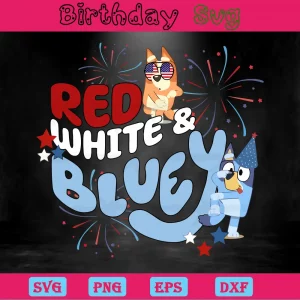 Red White Bluey Svg Files Invert