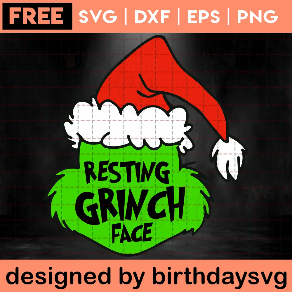 Resting Grinch Face Svg Free Invert