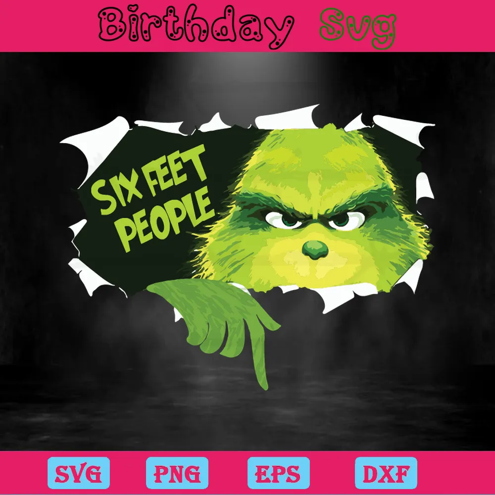 Six Feet People Grinch Face, Svg Png Dxf Eps Cricut Files Invert