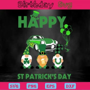 St Patrick'S Day Gnome Clipart, Svg Png Dxf Eps Cricut Files Invert