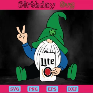St Patrick'S Day Gnome, Svg Png Dxf Eps Digital Download Invert