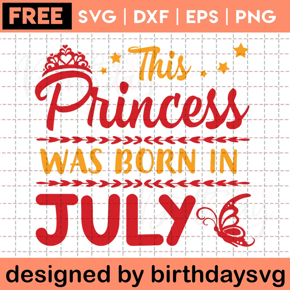 This Princess Was Born In July Happy Birthday Free Clipart