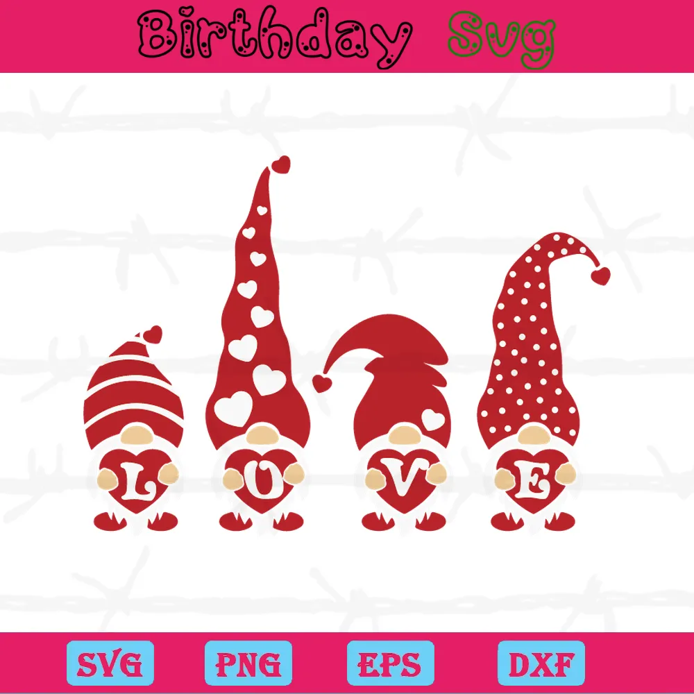 Valentine Gnomes, Svg Png Dxf Eps Designs Download