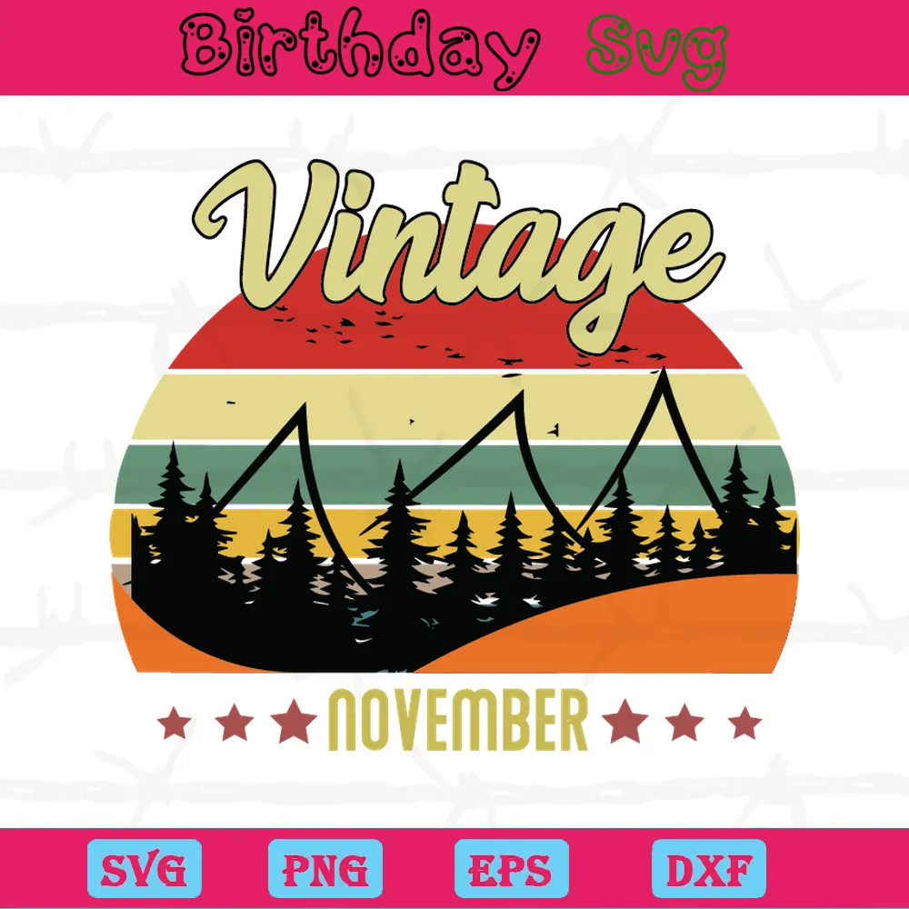 Vintage November Birthday Clipart, Svg Png Dxf Eps Cricut