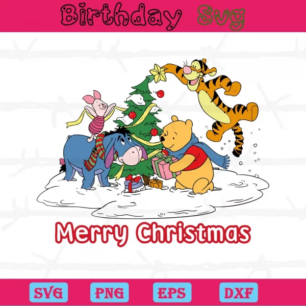 Winnie The Pooh Christmas Png, High-Quality Svg Files