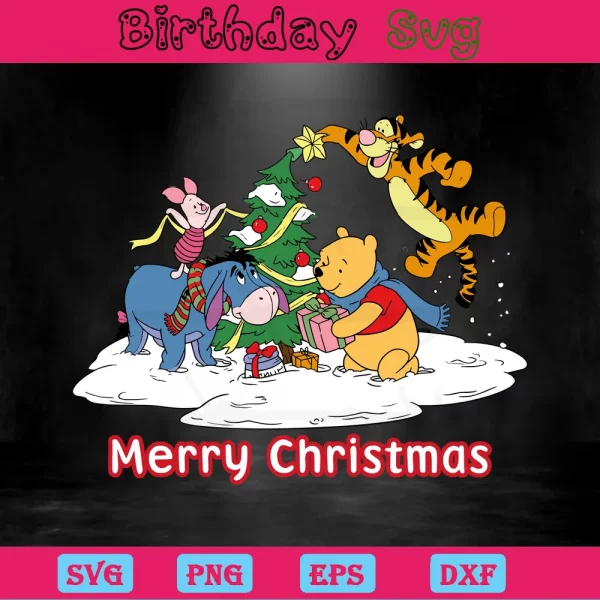 Winnie The Pooh Christmas Png, High-Quality Svg Files Invert