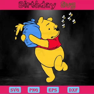 Winnie The Pooh Honey Pot Clipart, Scalable Vector Graphics Invert