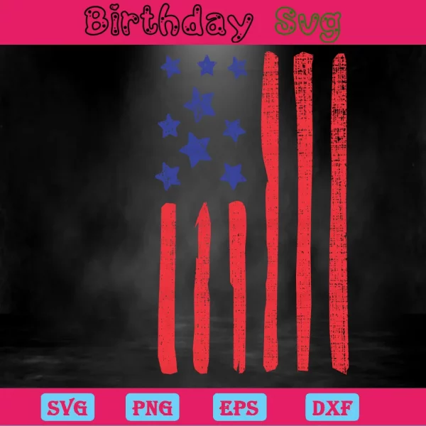4Th Of July Flag Clipart, Premium Svg Files Invert
