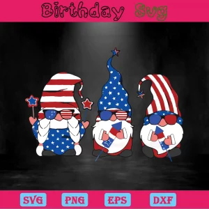 4Th Of July Gnomes Clipart, Svg Files For Crafting And Diy Projects Invert