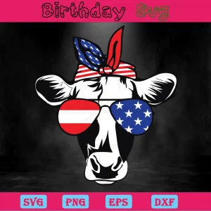 America Cow 4Th Of July Images Clipart, Cutting File Svg Invert