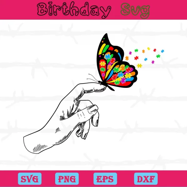 Autism Butterfly Clipart, High-Quality Svg Files Invert